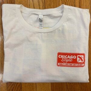 American Apparel White Crop Top with Red Graphic